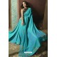 Turquoise Georgette Silk Designer Saree