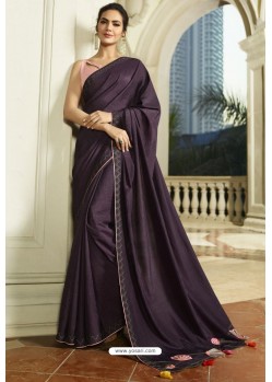 Purple Georgette Silk Designer Saree