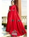 Beautiful Red Georgette Silk Designer Saree