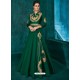 Dark Green Triva Silk Stylish Embroidered Gown