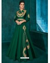 Dark Green Triva Silk Stylish Embroidered Gown