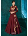 Maroon Triva Silk Stylish Embroidered Gown