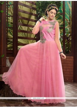 Light Pink Soft Net Designer Gown