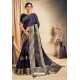 Navy Blue Fancy Silk Weaving Worked Designer Saree