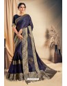 Navy Blue Fancy Silk Weaving Worked Designer Saree