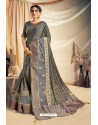 Dull Grey Fancy Silk Weaving Worked Designer Saree