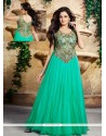 Sea Green Net And Satin Designer Gown