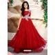Amazing Red Net And Satin Wedding Gown