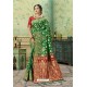 Latest Forest Green Silk Jacquard Work Party Wear Saree