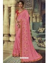 Light Pink Chiffon Designer Saree