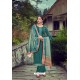 Teal Wool Pashmina Self Embroidered Straight Suit