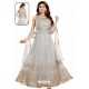 Grey Net With Butter Crape Embroidered Anarkali Suit