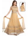 Golden Net With Butter Crape Embroidered Anarkali Suit