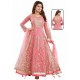 Hot Pink Net With Butter Crape Embroidered Anarkali Suit