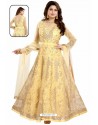 Yellow Net With Butter Crape Embroidered Anarkali Suit