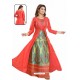 Red Bamboo Silk Jacquard Work Anarkali Suit