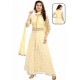 Lemon Net With Lucknowi Worked Anarkali Suit
