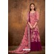 Light Pink Pure Pashmina Jacquard Printed Palazzo Suit