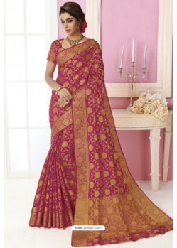 Rani Tussar Silk Designer Saree