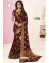 Brown Tussar Silk Designer Saree