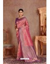 Medium Violet Soft Silk Jacquard Worked Designer Saree