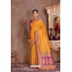 Yellow Soft Silk Jacquard Worked Designer Saree