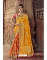 Orange And Yellow Designer Traditional Silk Saree