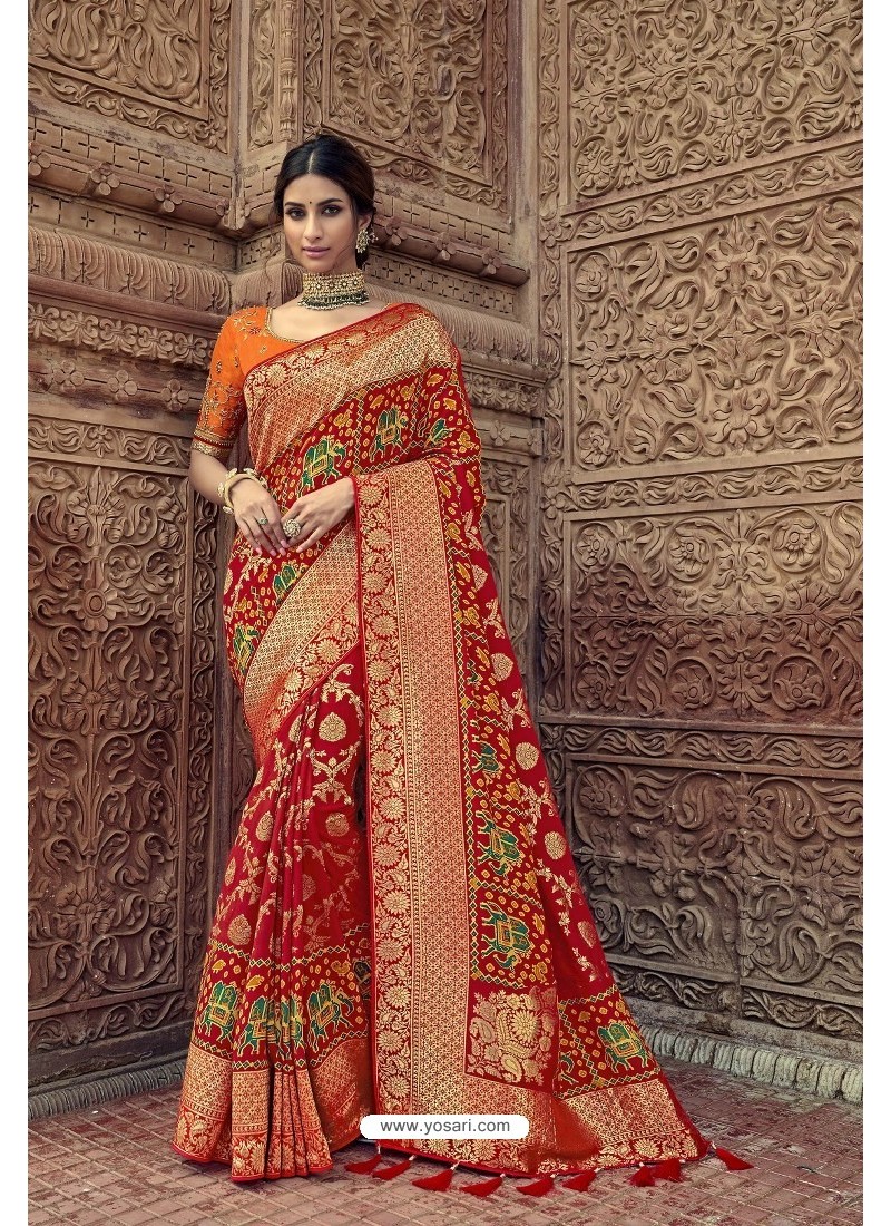 Red Designer Traditional Silk Saree