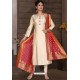 Off White Chanderi Silk Designer Churidar Suit