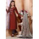 Wine Chanderi Silk Designer Churidar Suit