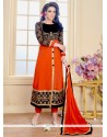 Jazzy Orange Zari Work Georgette Anarkali Salwar Suit