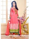 Astounding Georgette Hot Pink Anarkali Salwar Kameez