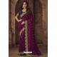 Puprle Silk Heavy Designer Embroidered Saree