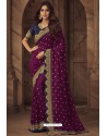 Puprle Silk Heavy Designer Embroidered Saree