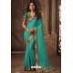 Turquoise Silk Heavy Designer Embroidered Saree