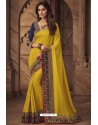 Yellow Silk Heavy Designer Embroidered Saree