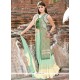 Celestial Cotton Satin Cream And Green Embroidered Work Designer Palazzo Suit