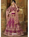 Stunning Purple Velvet Embroidered Wedding Lehenga Choli