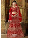 Gorgeous Red Velvet Stone Worked Wedding Lehenga Choli