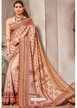 Dusty Pink Silk Printed Saree