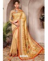 Yellow Silk Printed Saree