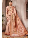 Elegant Dusty Pink Silk Printed Saree