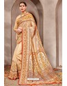 Light Beige Silk Printed Saree