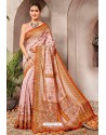 Baby Pink Silk Printed Saree