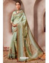 Sea Green Silk Printed Saree