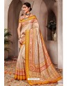 Multi Colour Silk Printed Saree