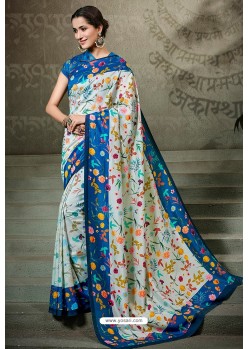 Fascinating Multi Colour Printed Silk Saree