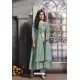 Grayish Green Satin Foil Embroidered Work Party Wear Gown Suit