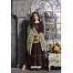 Deep Scarlet Satin Embroidered Work Party Wear Gown Suit