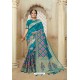 Teal Banarasi Weaving Silk Jacquard Worked Saree